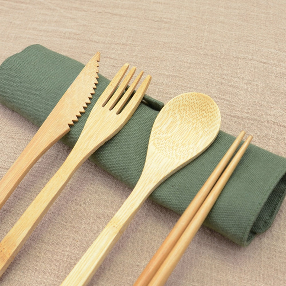 Reusable Bamboo Cutlery Set for Eco-Conscious Adventurers