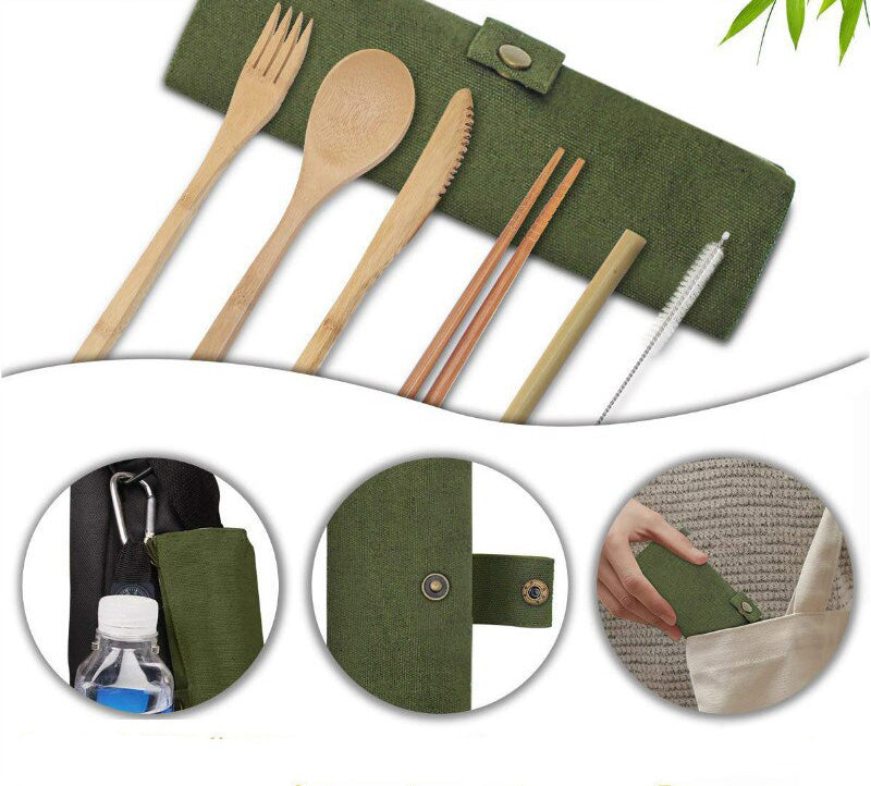 Reusable Bamboo Cutlery Set for Eco-Conscious Adventurers