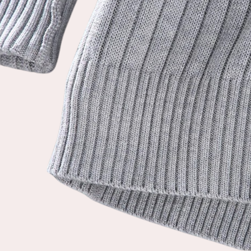 Men's Knitted Zip-Up Cardigan with Ribbed Details for Smart Casual