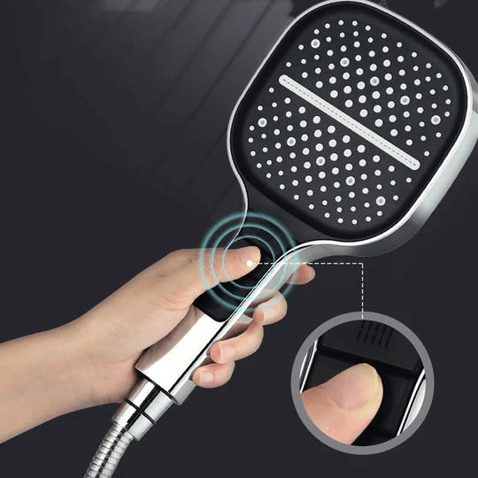 Handheld shower head with 7 spraymodu notice for custom made shower joy