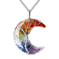 Tree of Life and Crescent Moon Crystal Necklace
