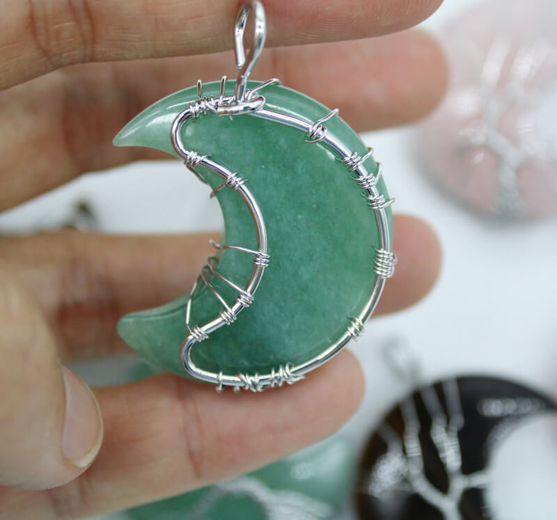 Tree of Life and Crescent Moon Crystal Necklace