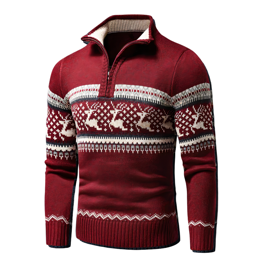 Men knitted jumper with half zip