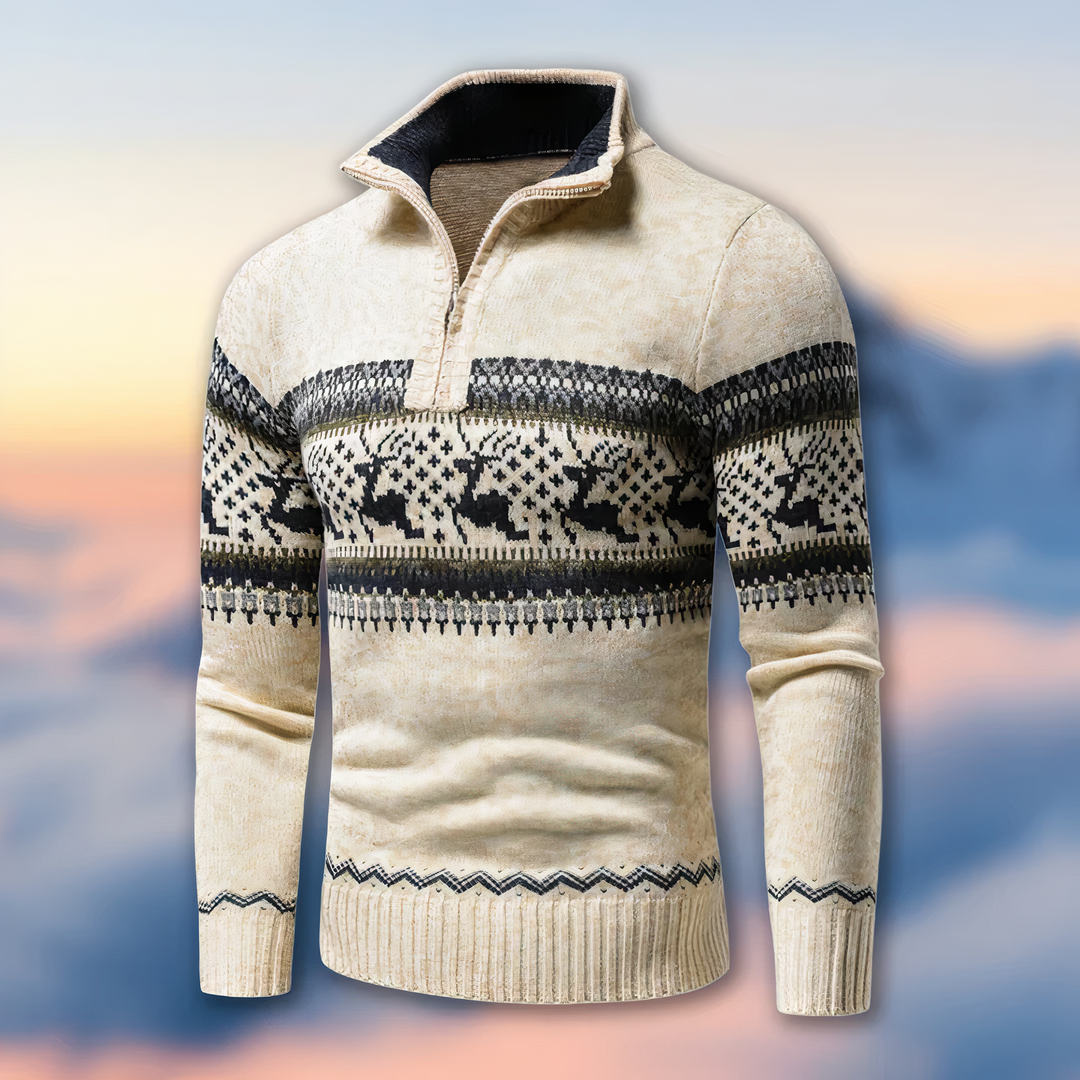 Men knitted jumper with half zip