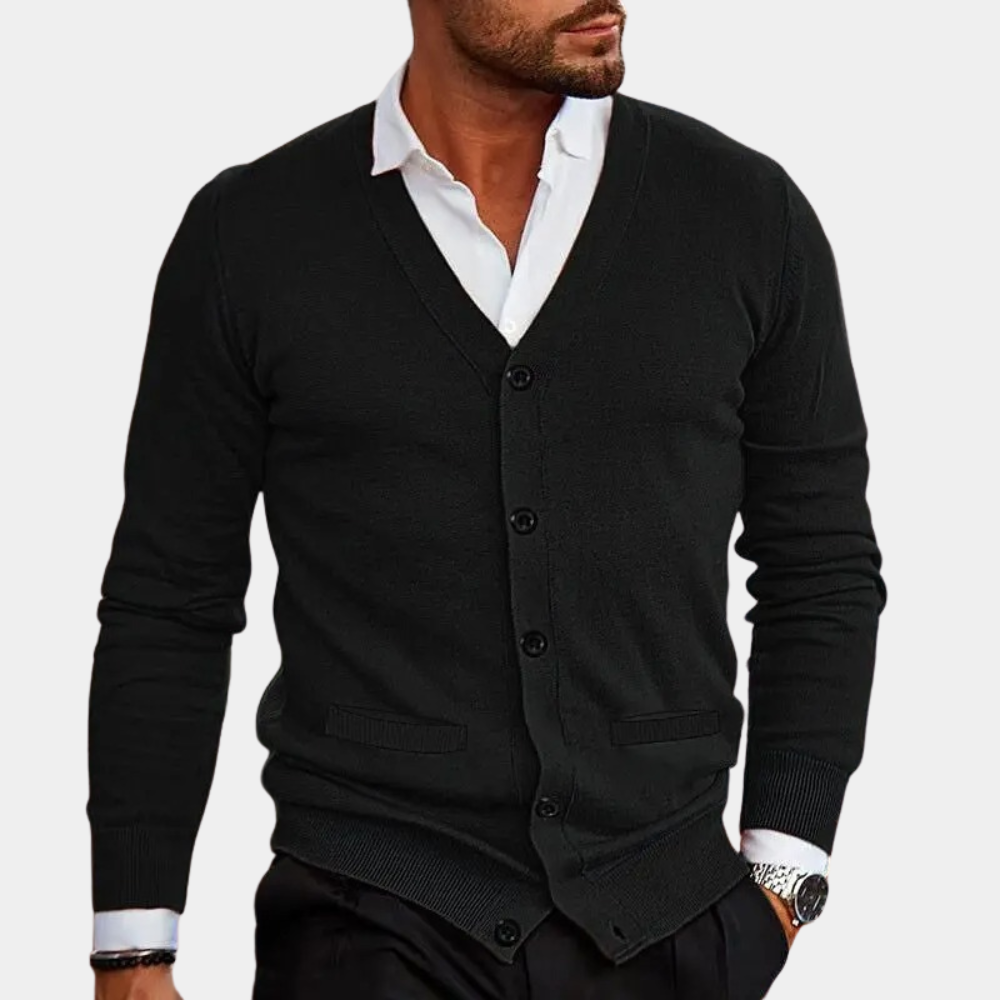 Men v-hals cardigan jacket with buttons for avslappnad style