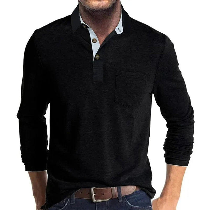 Polo da uomo a maniche lunghe con abbottonatura frontale