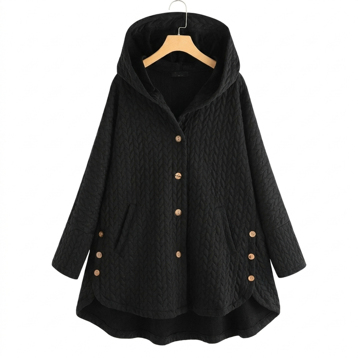 Damen-Steppjacke mit Kapuze und Knopfverschluss