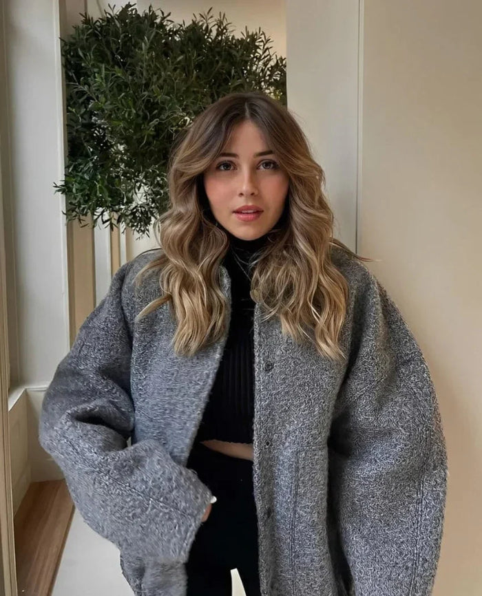 Women's Oversized Boxy Jacket with Cropped Hemline