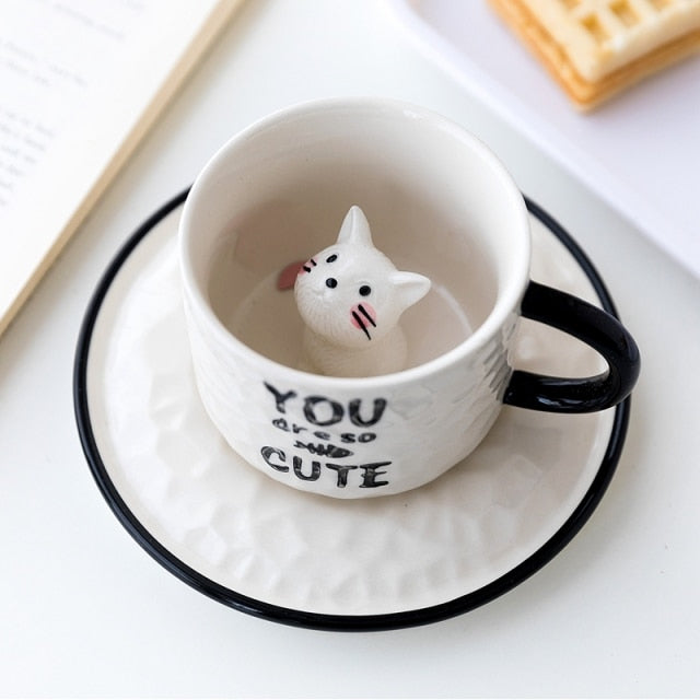 Coffee jar with skjult 3 D cat - perfect present for katteelskere