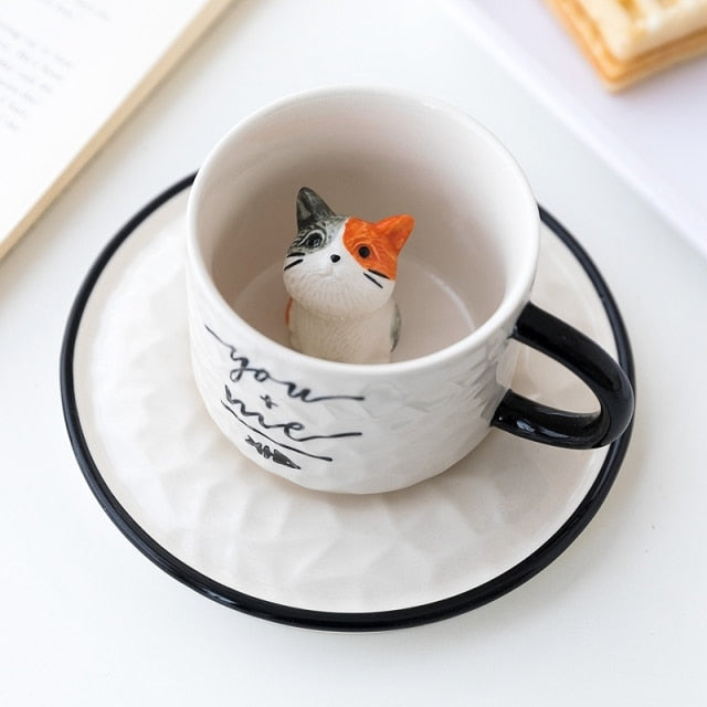 Coffee jar with skjult 3 D cat - perfect present for katteelskere