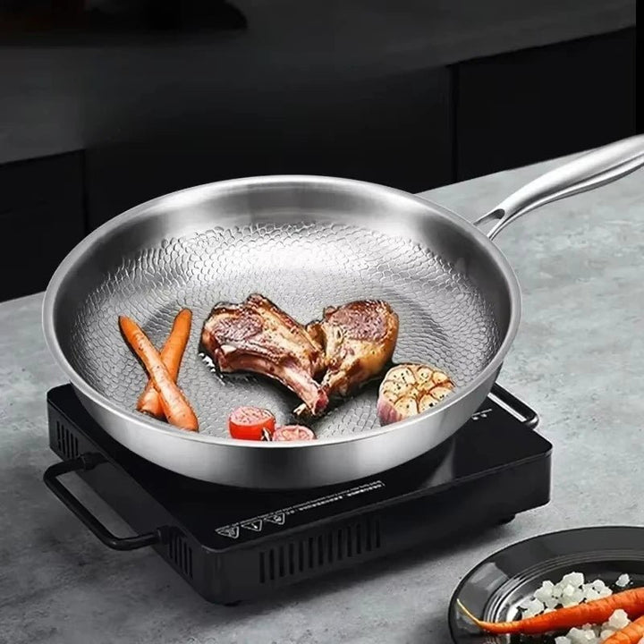 Induction Frying Pan with a Hand-Hammered Design