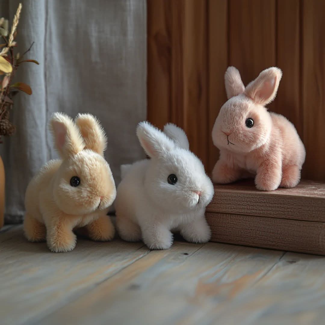 Interactive boy girl plush rabbit with sound and motion