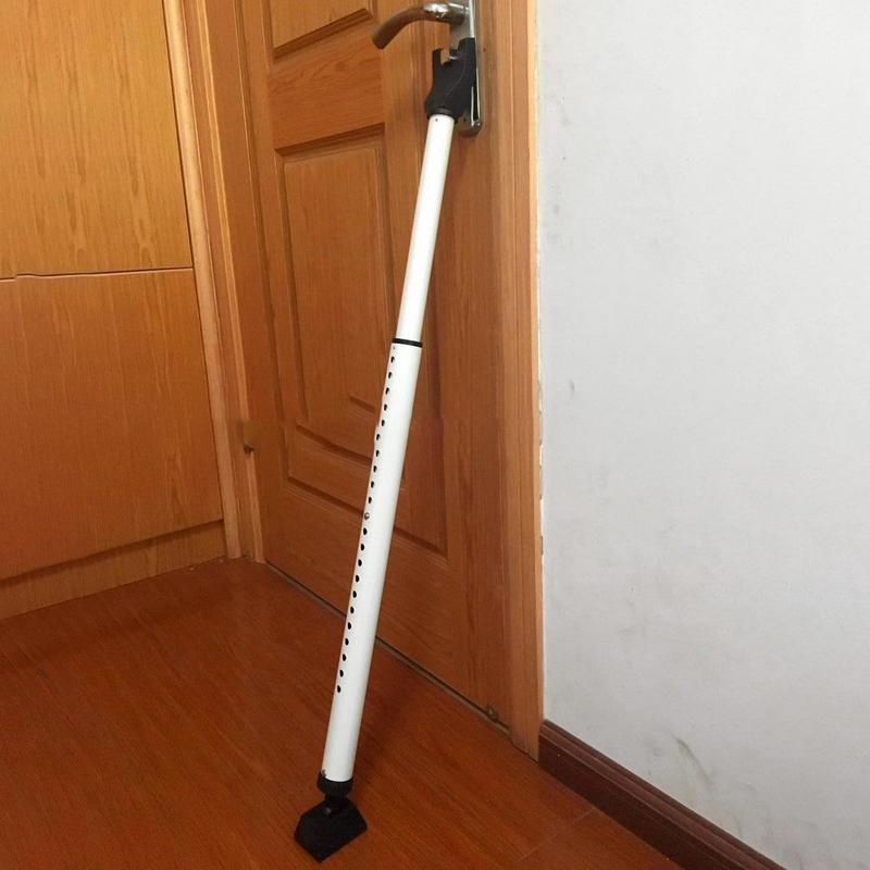 Adjustable dörsikkerhetsstang for maximal hamper security