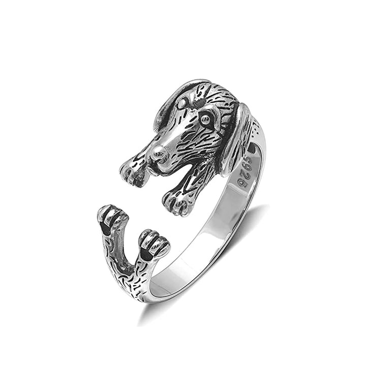 Adjustable dach dog ring in silver for women