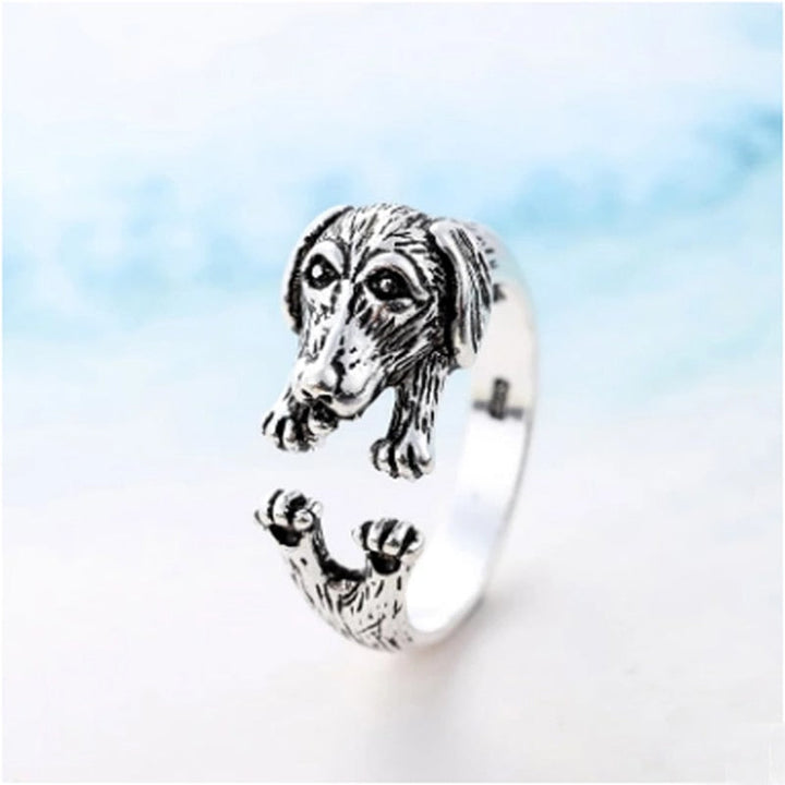 Adjustable dach dog ring in silver for women