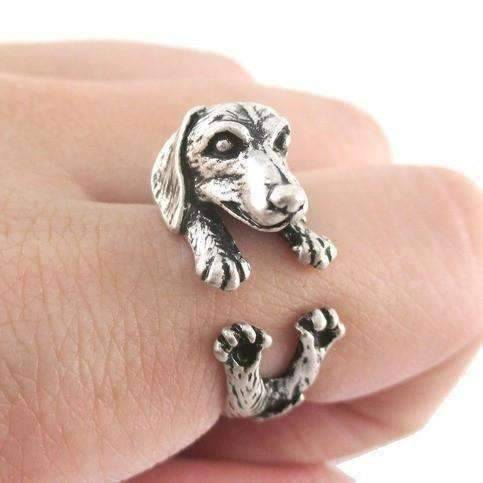 Adjustable dach dog ring in silver for women