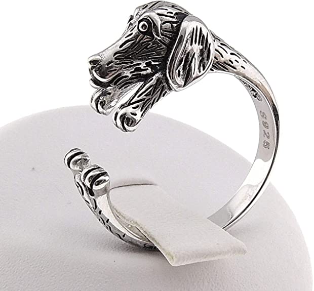 Adjustable dach dog ring in silver for women