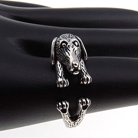 Adjustable dach dog ring in silver for women