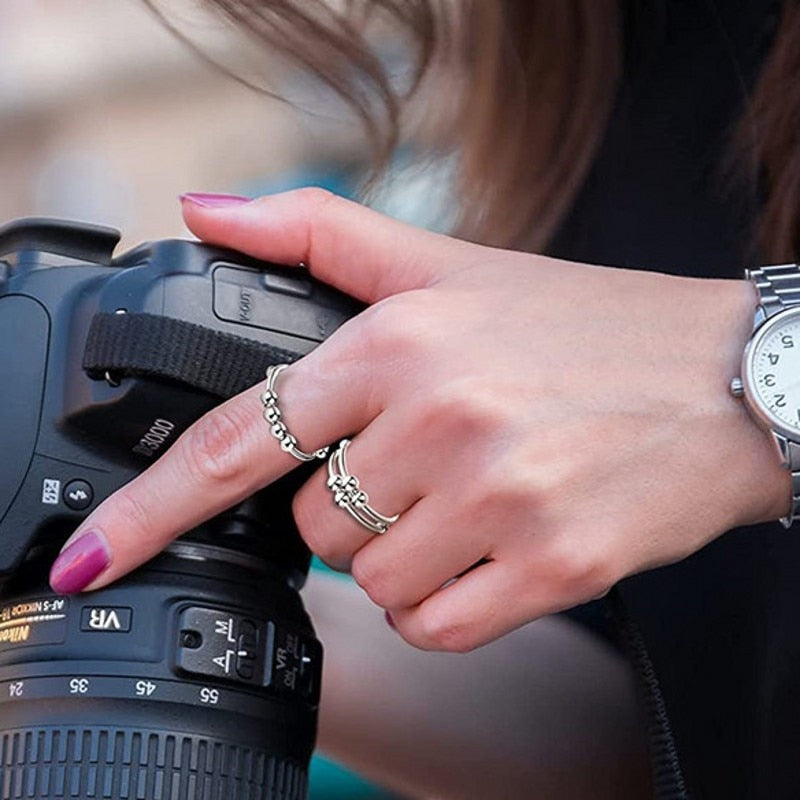 Women adjustable anti-stress fidget-ring