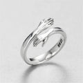 Unisex adjustable hug ring in silver - symbol on love and friendship