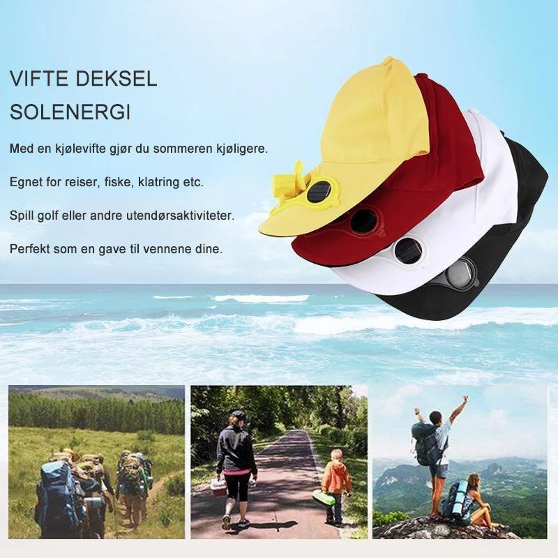 Solar-powered Hat with Vifte - Adjustable and Comfortable