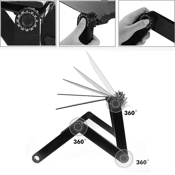 Ergonomic portable notebook tripod - adjustable height and angle