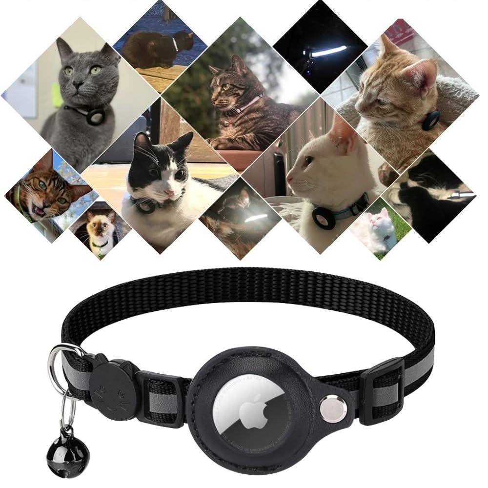 Reflective Cat Collar with GPS Tracker Holder and Safety Buckle