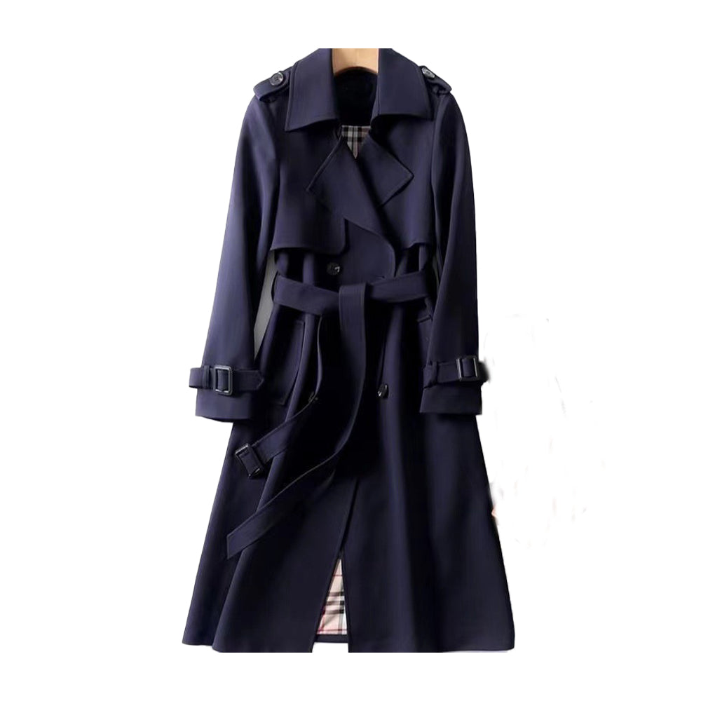 Women's Double-Breasted Trench Coat with Removable Belt