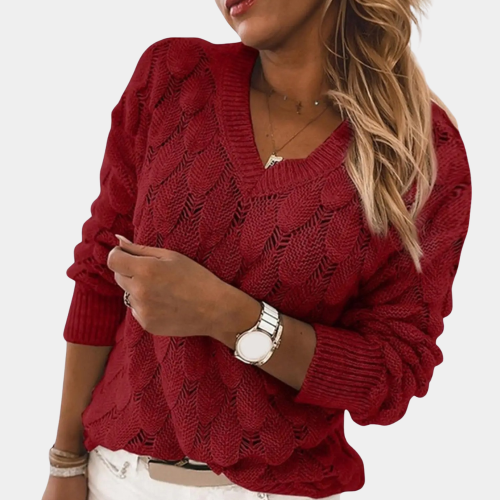 Women Knitted V-neck Jumper – Comfortable &amp; Stylish for Everyday life