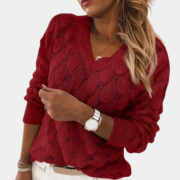 Women Knitted V-neck Jumper – Comfortable &amp; Stylish for Everyday life