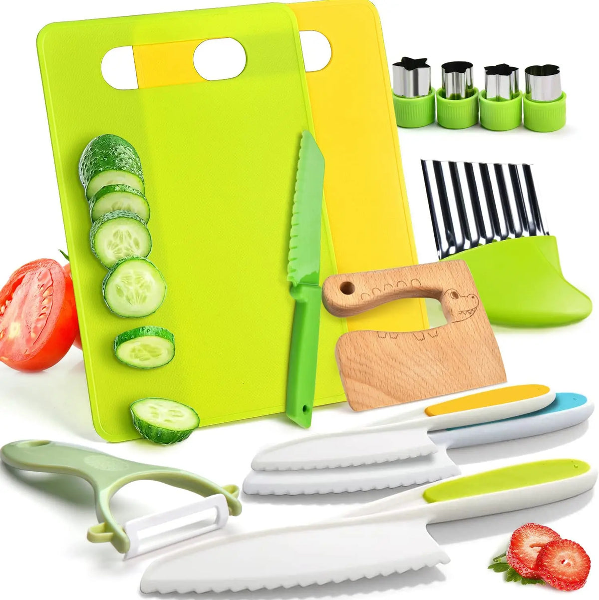 Kids' Montessori Cooking Set with Child-Safe Knives and Peeler