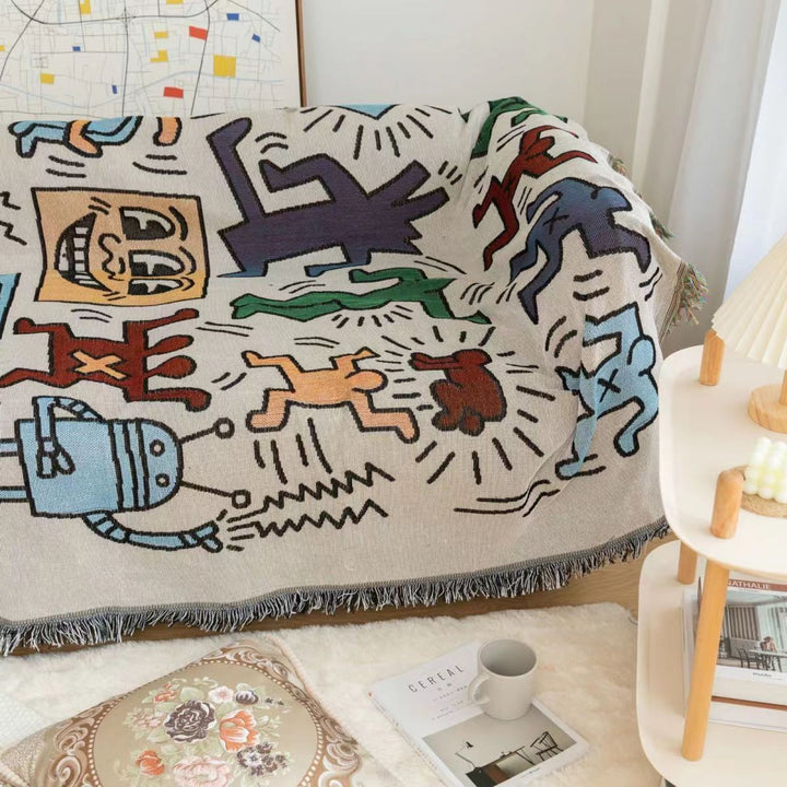 Cozy Throw Blanket with Animated Puzzle Design and Dusker