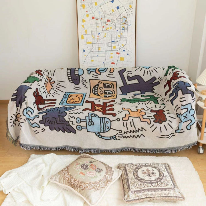 Cozy Throw Blanket with Animated Puzzle Design and Dusker