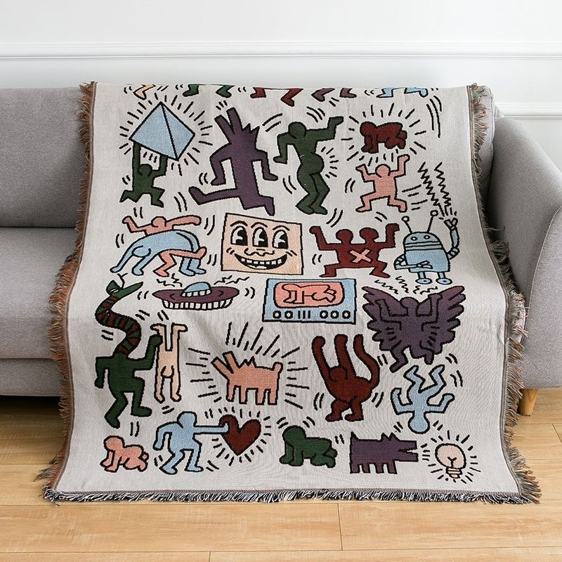Cozy Throw Blanket with Animated Puzzle Design and Dusker