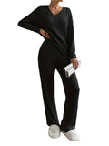 Women Cosy Vinterstrikket Set with V-neck
