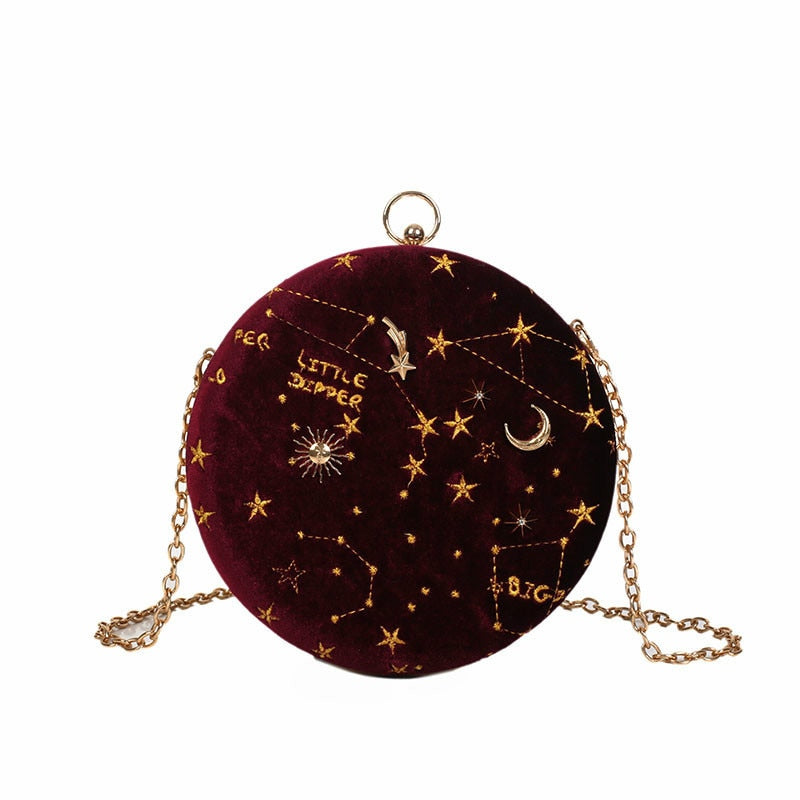 Cosmic flöyelsveske with star - and moon design for women