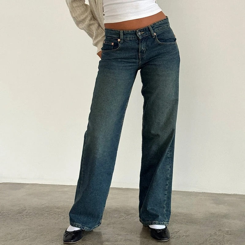 Women baggy boyfriend-jeans with low waist