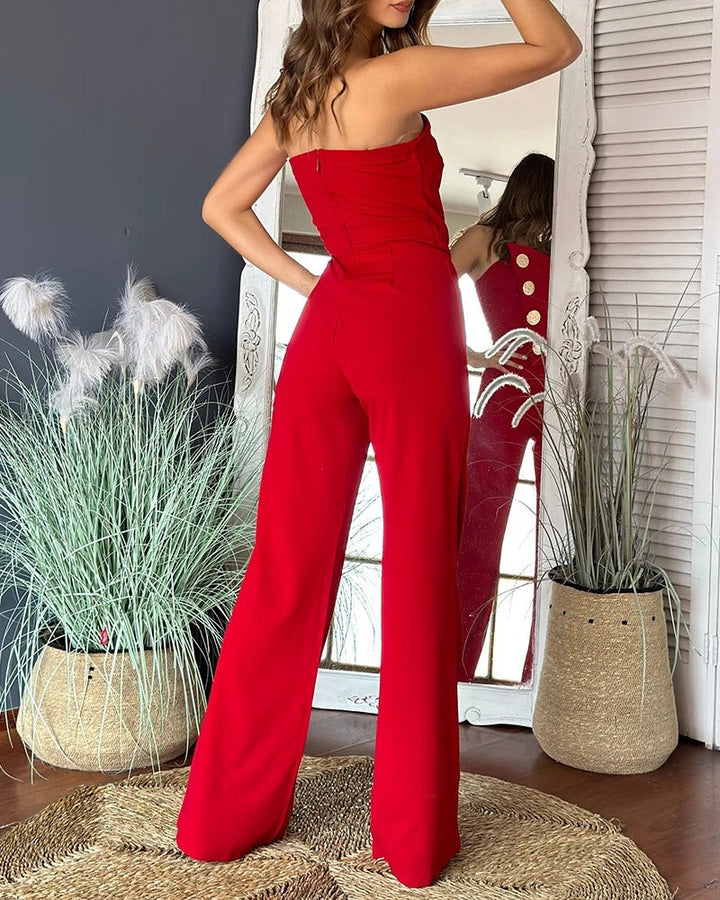 Women assymetrical bandeau-jumpsuit