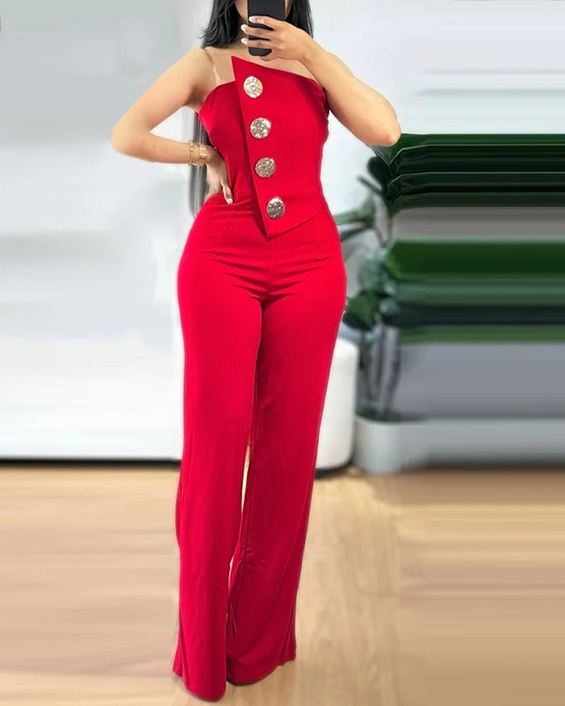Women assymetrical bandeau-jumpsuit