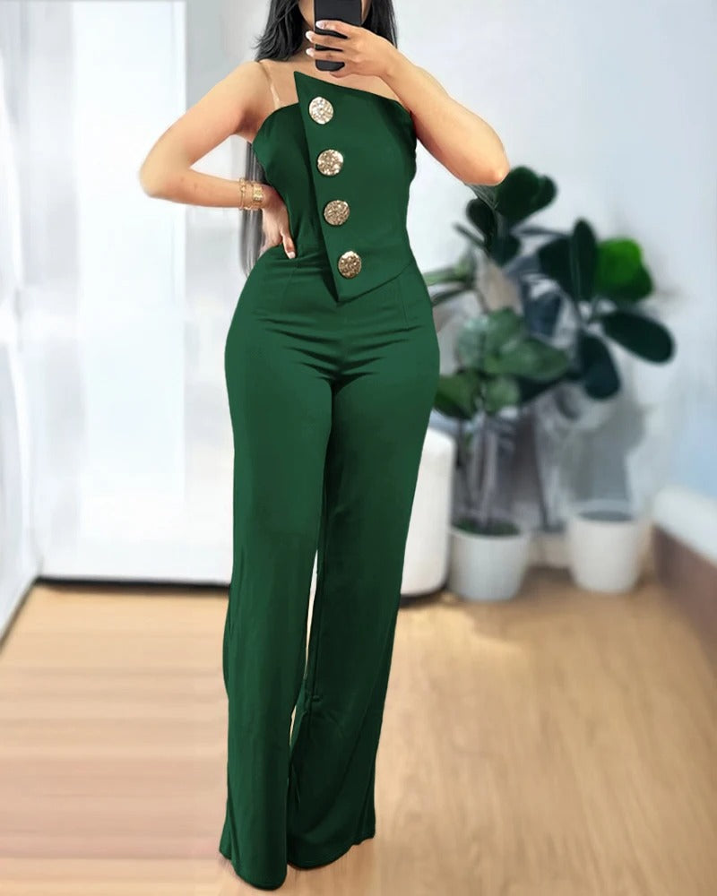 Women assymetrical bandeau-jumpsuit