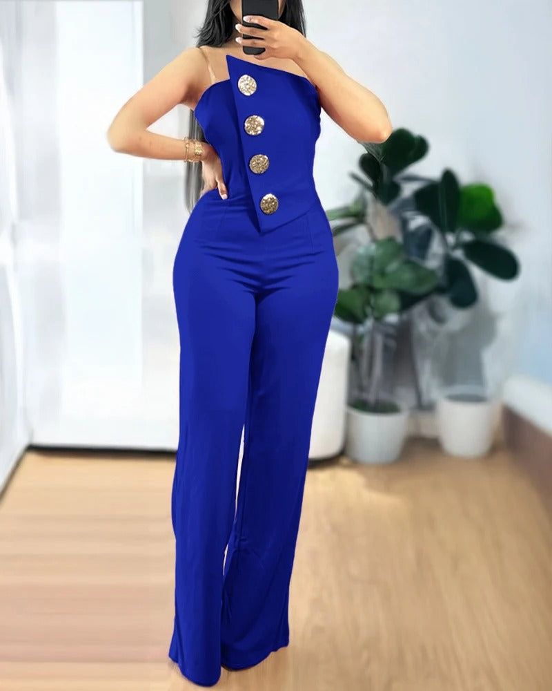 Women assymetrical bandeau-jumpsuit