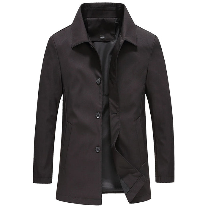 Trenchcoat för män med knäppning framtill och klassisk krage