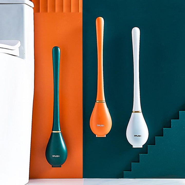 Long Handle Toilet Cleaning Brush - Wall Mounted Silicone