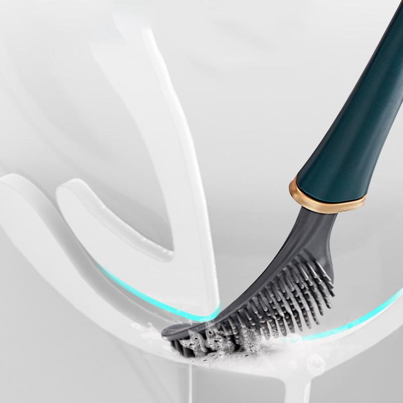 Long Handle Toilet Cleaning Brush - Wall Mounted Silicone