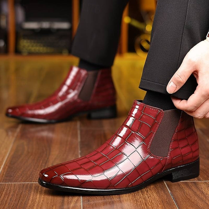 Men's Croc-Effect Chelsea Boots Slip-On Ankle Boots
