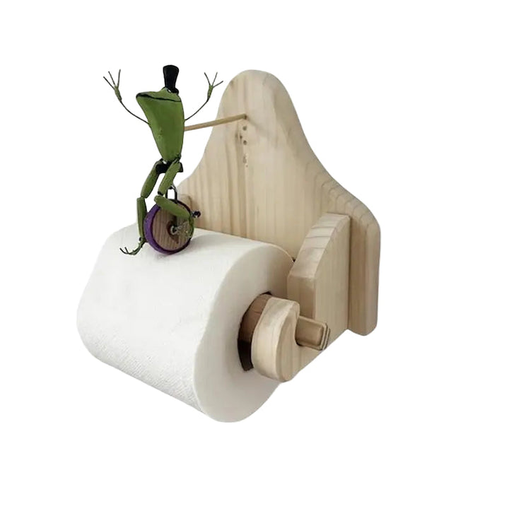 Unique Toilet Roll Holder with a Frog on a Bicycle – Bathroom Accessory
