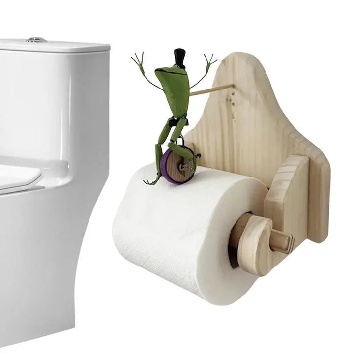 Unique Toilet Roll Holder with a Frog on a Bicycle – Bathroom Accessory