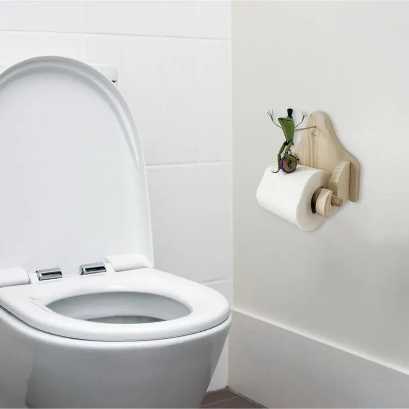 Unique Toilet Roll Holder with a Frog on a Bicycle – Bathroom Accessory