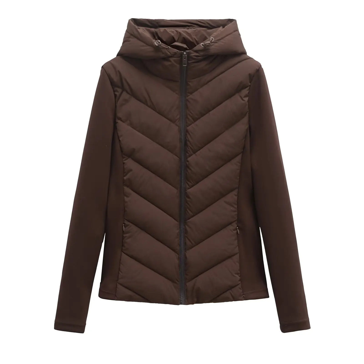 Women's Lightweight Quilted Jacket with Hood and Hidden Pockets