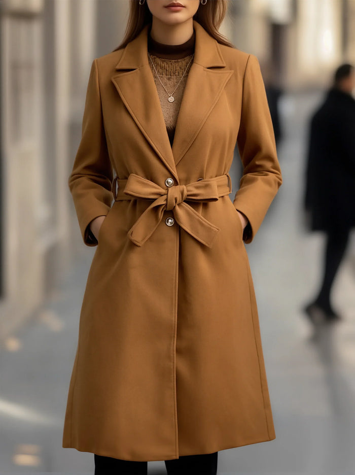 Gabardina cruzada de mujer con cinturón, de largo medio